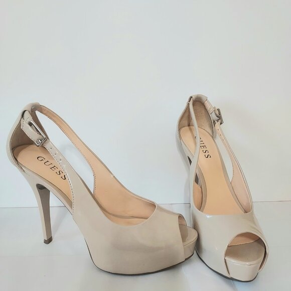 Guess Light Natural Synthetic Classy Girl Boss Pump size 6.5 womans - Picture 5 of 7